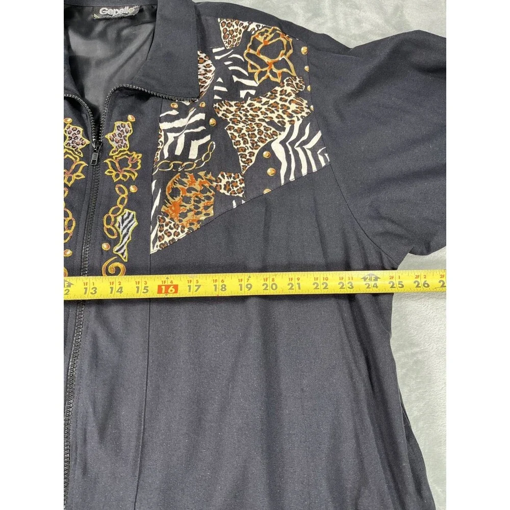 VTG Gepetto Jacket Animal Print Embroidered Gold Zebra Leopard Full Zip XL